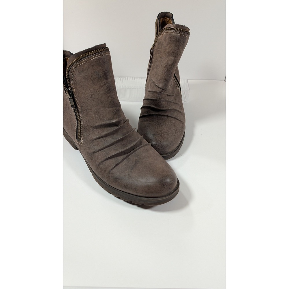 Natural Soul by Naturalizer Brisha Brown Ruched Ankle Boots Size 10M